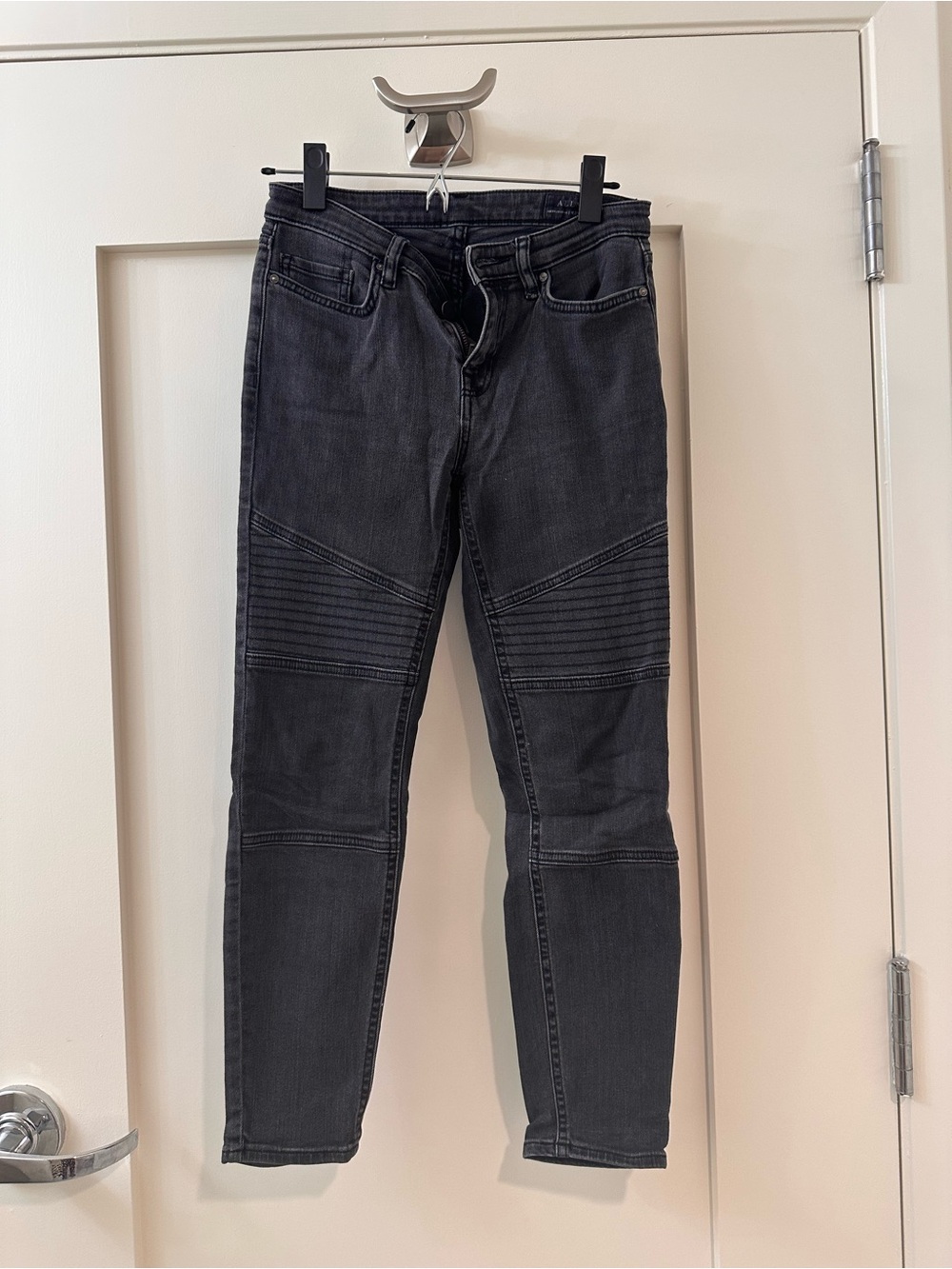 AllSaints Women’s Black Moto-Style Jeans